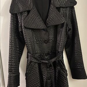 Samuel Dong Black Textured Trench Coat